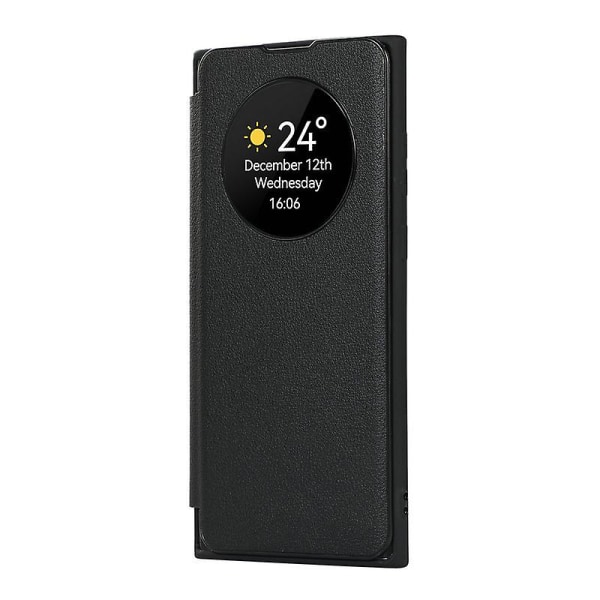 Smart Sleep/Wake Up Funktion View Window Premium Læder Flip Case til Samsung Galaxy S24 Ultra/s24 Plus/24 med kortplads Kickstand Black S24 Plus