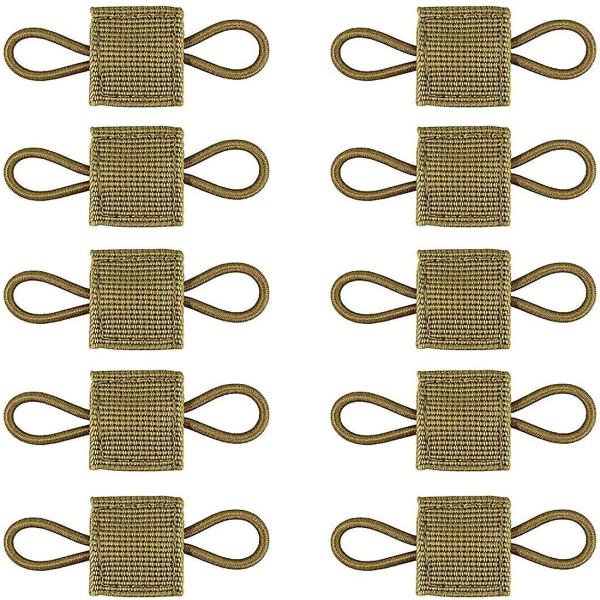 10 stk Taktiske Vester Ryggsekker Vesker Tilbehør Taktisk Utstyr Holder Klips Molle Webbing Holder Elastisk Binding Bånd Spenne Tan