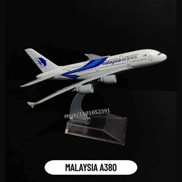 Målestok 1:400 Metal Aircraft Replica Emirates Airlines A380 B777 Airplane Diecast Model Aviation Fly Samlelegetøj til drenge 16. MALAYSIA A380