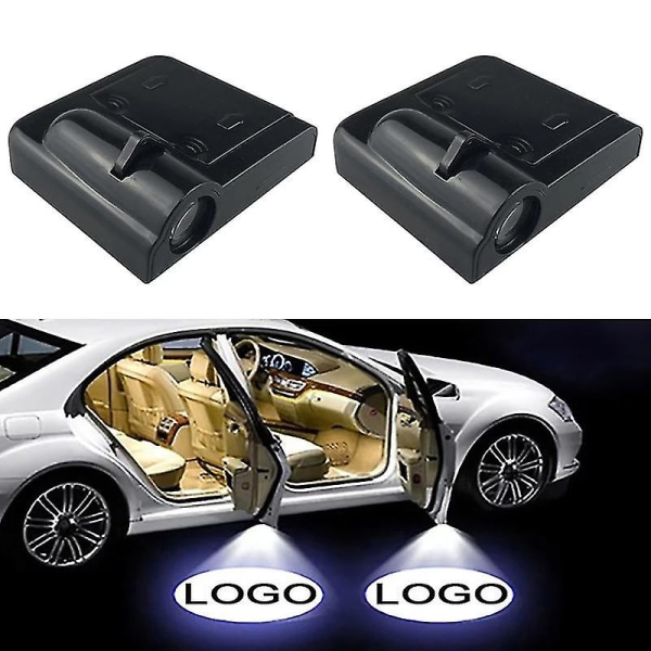 2 st logoprojektor sladdlös bildörrsljus Stämpningsfri självhäftande bilmärke logotyp projektionslampa automatisk på/av Bildekor Nyhet Audi
