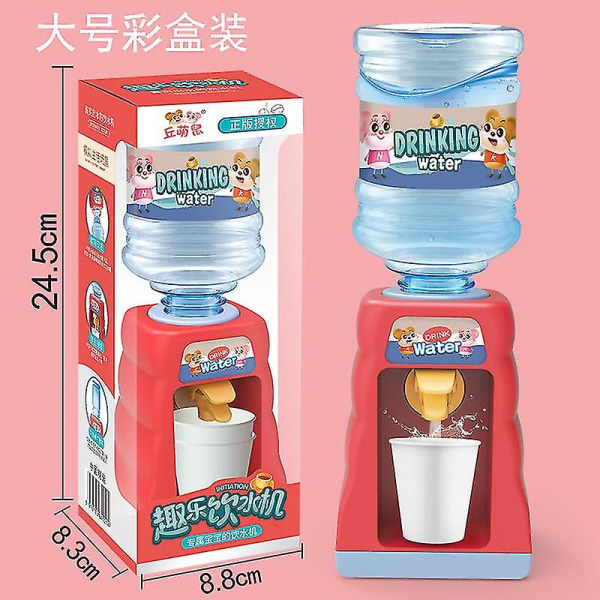 Mini vattendispenser för barn present söt kallt/varmt vatten juice mjölk dricka fontän simulering tecknad köksleksak 02 Red Bear