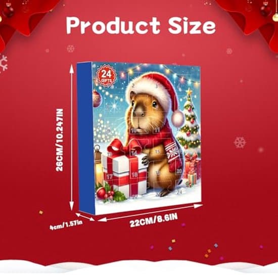 Kapybara adventskalender 2026 - 24 dager - 2D-akrylanheng for entusiaster