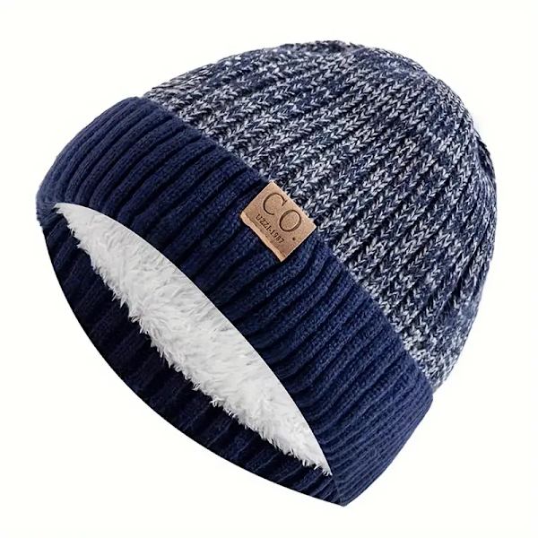Talvipipo Paksu Fleecevuosi Windproof Lämmin Pari Neulopipo Navy blue