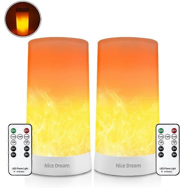2 pcs Night Light, Flame Effect Lamp, LED Flame Effect Lamps with Remote Control, USB Rechargeable, Flame Effect LED Light for Party, Room, Fa