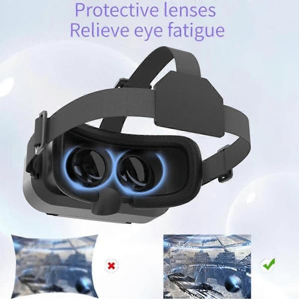 1 stk. Immersivt 3D VR-headset med controllere til iPhone/Android-smartphones - Oplev Virtual Reality som aldrig før! Black Classic