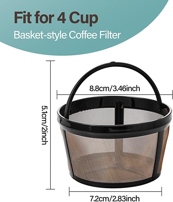 Gjenbrukbart kaffefilter, 4 kopps kurv kaffefiltre erstatning kaffe
