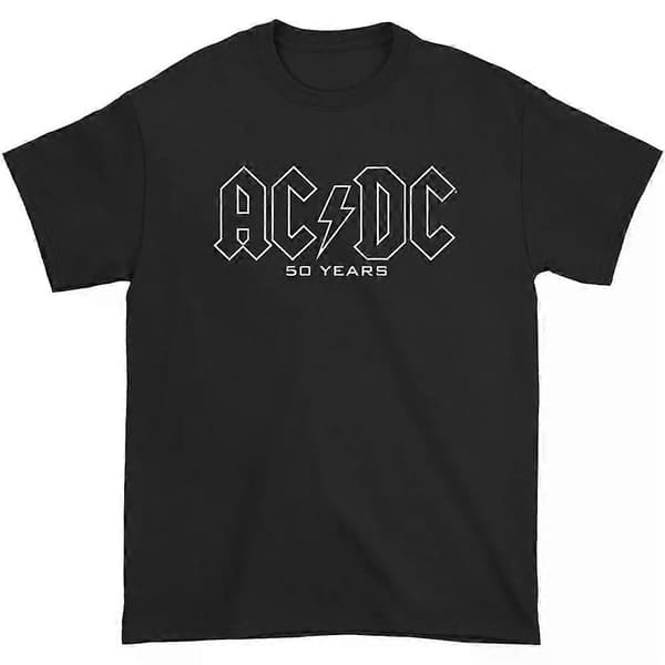 AC/DC 50 Years Logos Front Back T-shirt ROCKINSTONE S