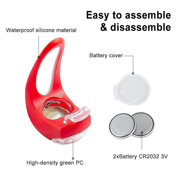 6-pak LED silikone cykellys for og bag - cykelklemme