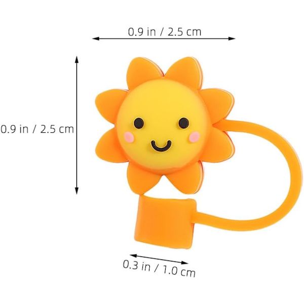 12 stk Silikon Straw Cap Beskytter Gjenbrukbar Solsikke Straw Plugg Toppers Tilbehør Straw Cap Straw Dispensere Straw Tip Cap 12 stk gul 12 pcs yellow 2.50X2.50X1.00CM