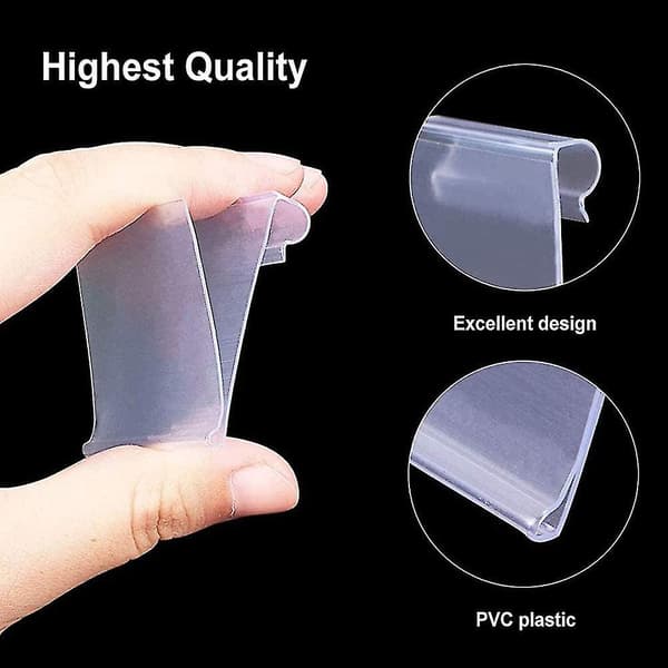 70 stycken plastprislapphållare Transparenta prislapphållare Plast hylla