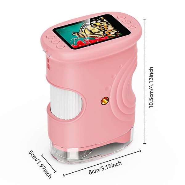 Handheld Microscope for Kids with 2-inch HD Screen 50-1000X Yellow(h)