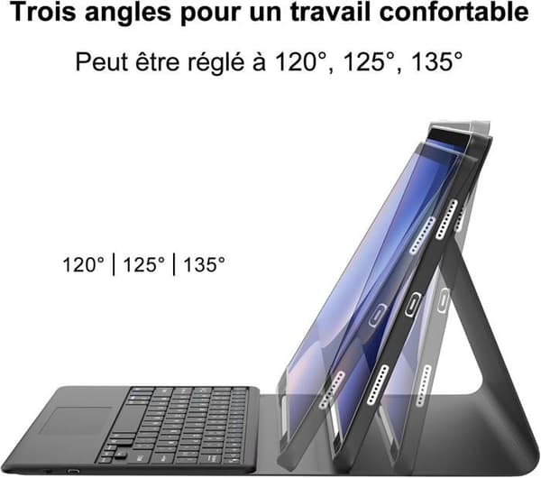 Tastaturetui - 040PARTS - Samsung Galaxy Tab S10 Plus 12.4 - AZERTY - Bluetooth - Sort