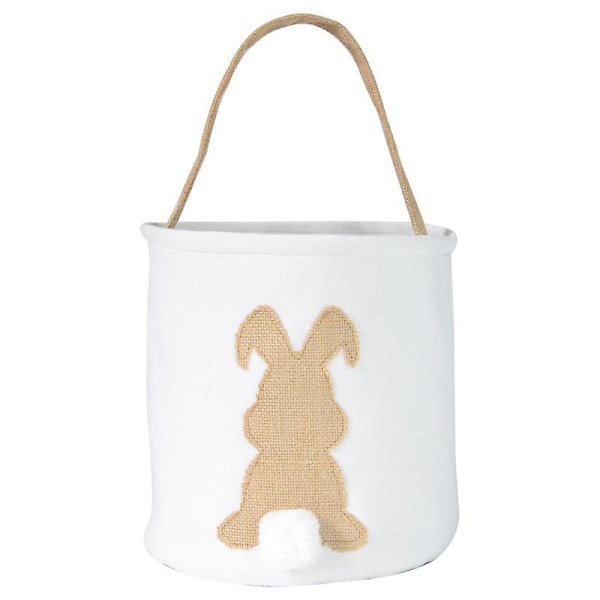 Påskehare Kurvposer Til Børn Canvas Bomuld Bærende Gave Og Æg Jagt Taske Fluffy Haler Trykt Kanin Canvas Legetøj Spand Tote