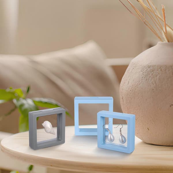 9 st flytande displaylåda Smyckesdisplayram Flytande displayfodral Transparent ramdisplayställ Multi 6.80X6.80X2.00CM
