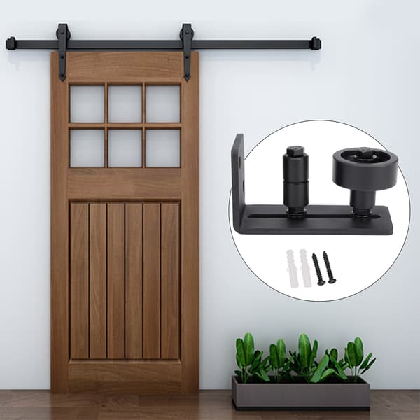 Adjustable Carbon Steel Floor Guide for Sliding Barn Door - Double Roller with a Small Roller