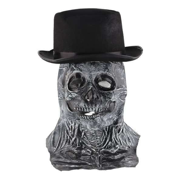 Halloween Latex Skjeletthodeplagg med Hatt Hel Hode Skummelt Benhjelm Hodeplagg
