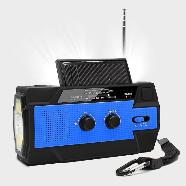 Korkealaatuinen myynti 4000maha Am/fm/noaa Taskulamppu Lukulamppu Käsikampi Solar Survival Emergency Radio Blue