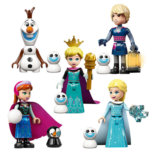 5 stk Frozen Series Minifigurer Byggeklodser Kit, Elsa Anna Mini Action Figurer Legetøj Fans Gaver Boligdekoration
