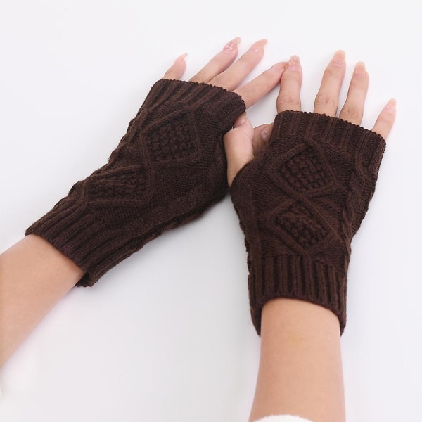 Vinter halvfinger strikkede handsker holder varmen bløde Hudvenlige udendørs håndvarmere strikket vante Black