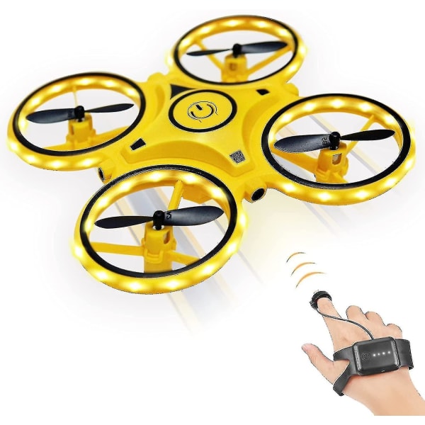 Mini drone for barn, bevegelseskontroll drone, hånddrevne droner med sensorer, innendørs drone for barn, lite Rc Quadcopter, 360 flips, med led lys