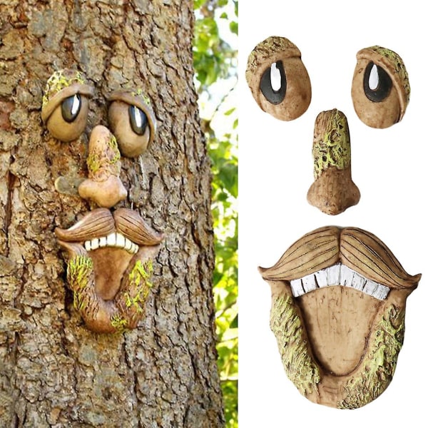 Träd Ansikts Dekoration Gammal Man Trädkramare Bark Spöke Ansikte Trädgård Yard Art Dekoration Påsk Kreativa Rekvisita D