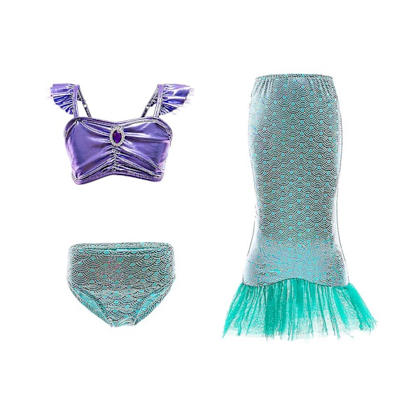 Tyttöjen Prinsessamekko Merenneito Ariel -mekko Halloween Karnevaali Juhla Cosplay Puku C 7-8T