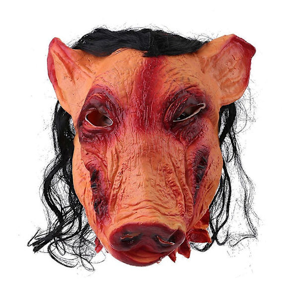 Aikuisille tarkoitettu sianpään naamio hiuksilla, Halloween-pelottava cosplay-asu