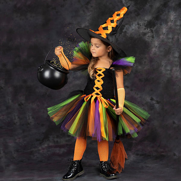 Halloween-noitapuku lapsille, noita-asu tytölle, noita-asu Color S