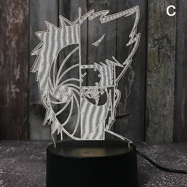 3D Natlys Naruto Team Uzumaki Naruto Sasuke Sakura Figur Led Natlampe G