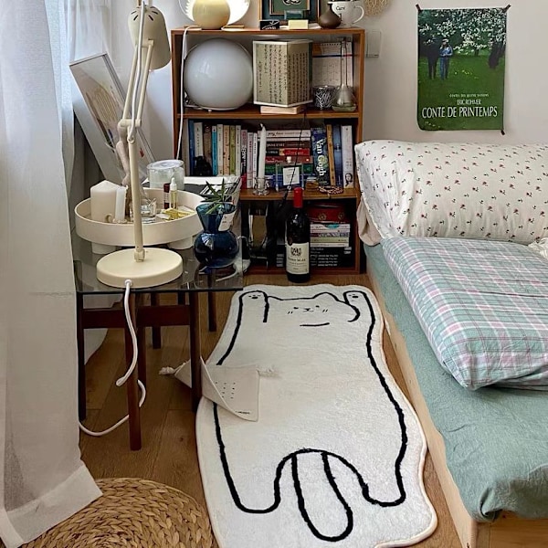 Makuuhuoneen Matto 40x120cm Pesuominaisuudella Söpö Hauska Lemmikki Lasten Matto Moderni Painatus Valkoinen Epäsäännöllinen Muoto Eteisen Matto