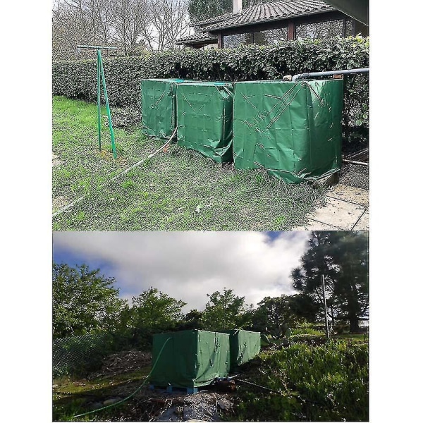 Sadeauringolta suojaava hupun cover , joka sopii vesisäiliöön 1000 litraa Ibc-säiliön kalvoa Green