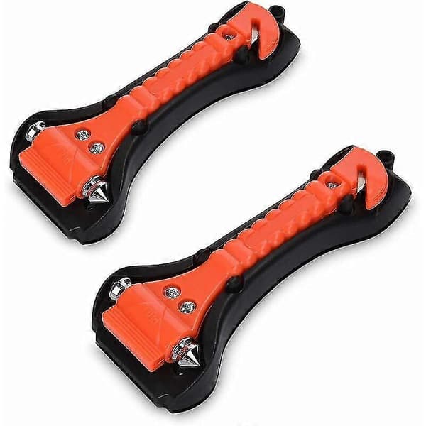 Bilredningshammere - 2X Nødhammer med integrert beltekutter - Vindskjerm Vindusglassknuser - Veisikkerhet 19.2X7.3X3.4cm