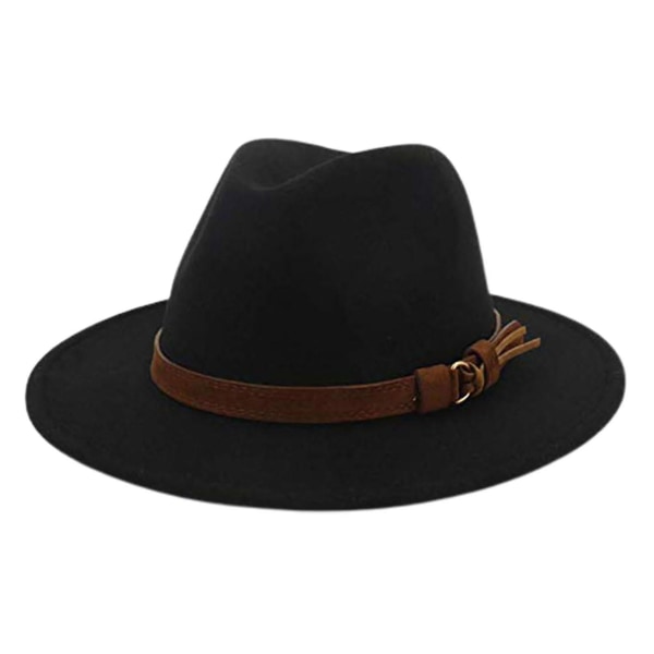 Fedora säädettävä hengittävä huopa Miesten vintage tyylinen hattu retkeilyyn Black
