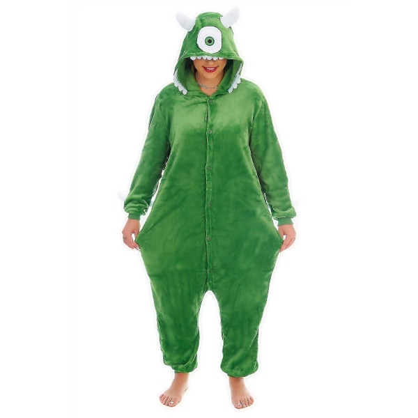 Piirroshahmojen Unisex Onesie Hupullinen Fantasia-asu Green Mike Monster M(160CM-170CM)