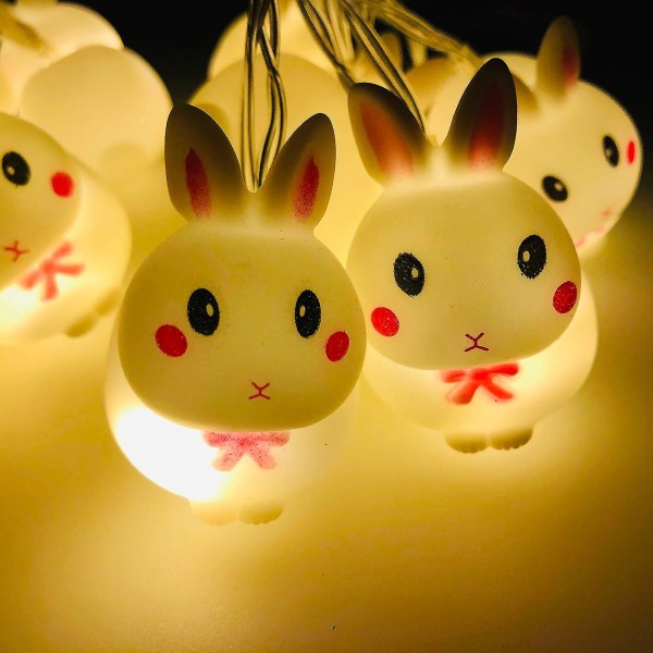 Påskkanin LED-ljusslinga 20 lampor 3 meter Batteridriven för dekoration Beige