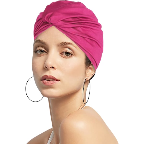 Plissert badehette for damer, badehette for langt hår, badehette, superelastisk turbanhette
