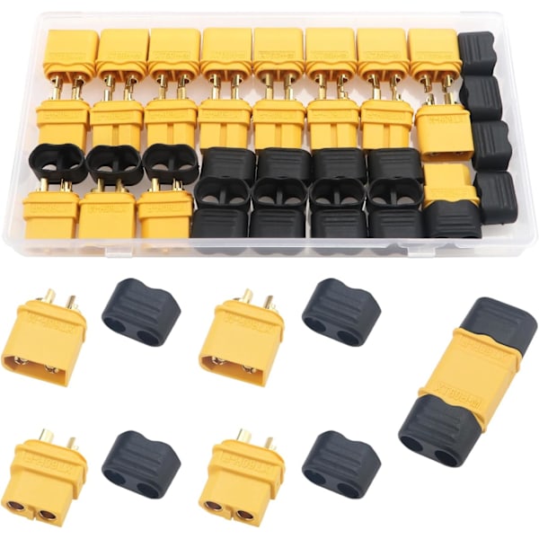 10 paria XT60 XT60H -akkuliitintä, XT60H -koteloliitin, XT60H -uros- ja naarasliitin, RC Lipo -akulle