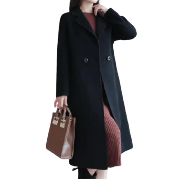 Klassisk reversoverfrakke til kvinder - vinter- og efterårsovertøj Jsir L Black