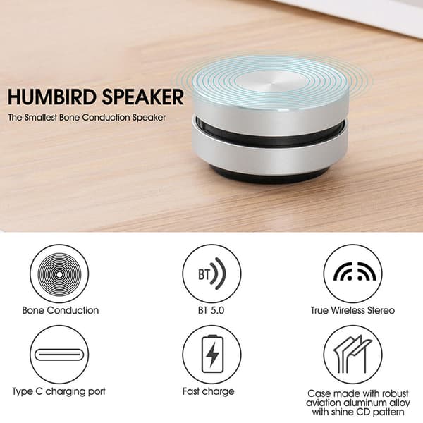 2-pack Mini Portable Wireless BT Bone Conduction Speakers with Loud Sound & Microphone