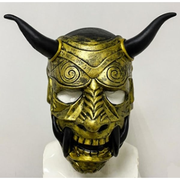 Timubike Hannya Demon Mask Japanese Oni Samurai Noh Kabuki Red Prajna Latex Masks Adult Unisex Halloween Cosplay rekvisitter gold