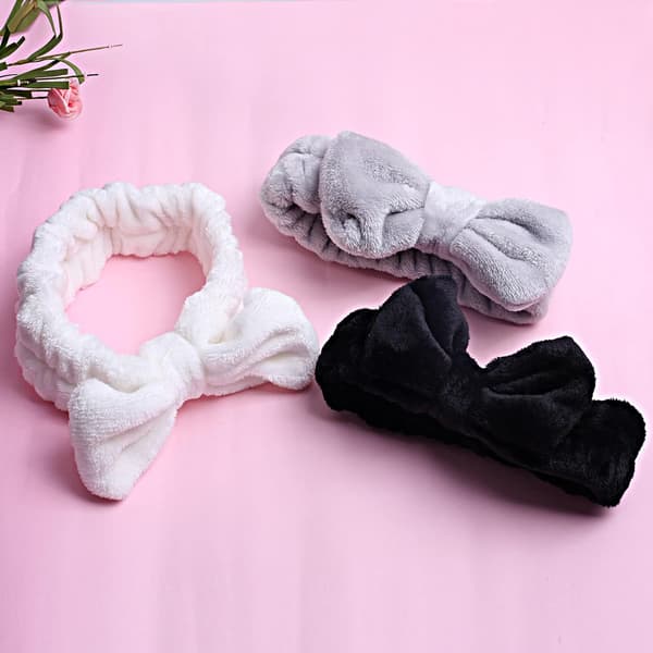 Spa-hodebånd, sminkehodebånd, fluffy sminkehodebånd, tilbehør til pyjamasfest, sløyfehodebånd