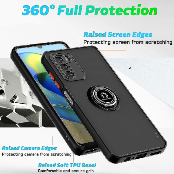 For Zte Blade A72 4g / V40 Vita Ring Holder Kickstand Phone Case Bump Proof Pc + Tpu Hybrid Cover