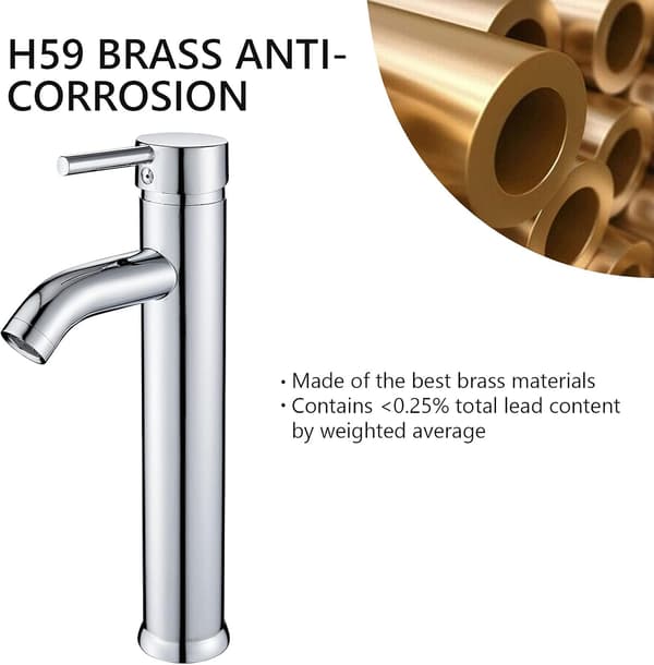Adjustable Hot and Cold Water Faucet, Easy-Control Basin Mixer Chrome-Plated Surface Single Handle One Hole