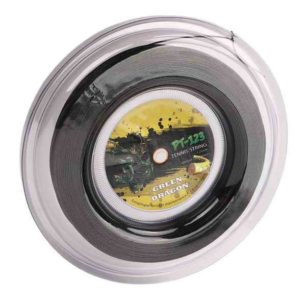 1.25mm Double Ribbed Patterned Impact Resistant Polyester Tennis Racket String 200M Black for Teenager