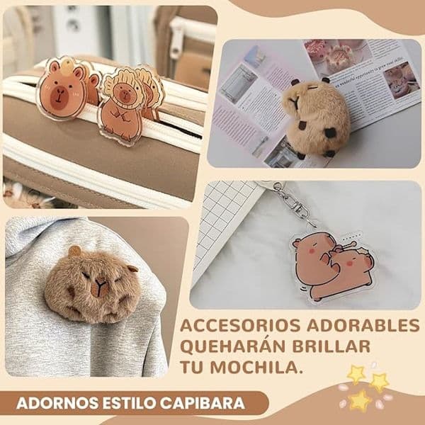 Cute Waterproof Nylon Backpack with Capybara, Includes 11 Small Gifts, Cute Capybara Shape, Cute Large Kids Backpack for School