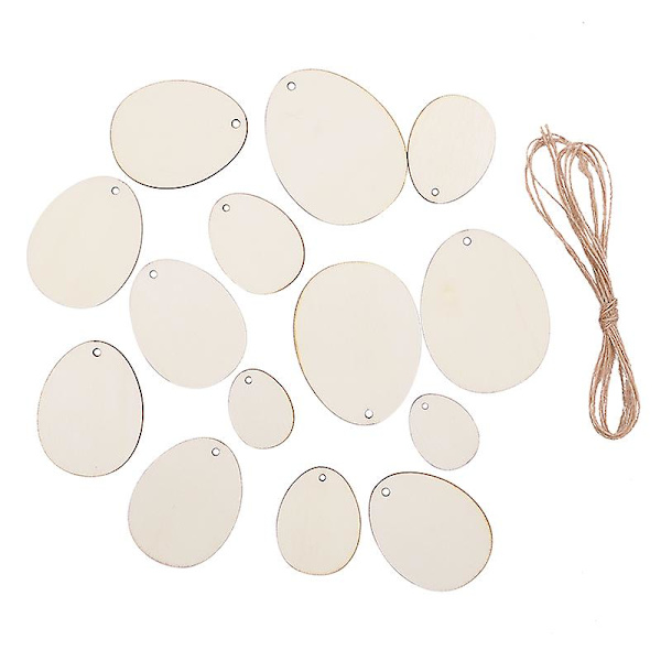 30506080mm DIY Påskägg Träskivor Påskhängande Hänge Oavslutade Trähantverk För Glad Påskfest Barn Graffitiägg B02-50Pcs