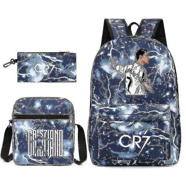 Fotbollsstjärnan C Ronaldo CR7 Tryckt Ryggsäck Runt Studenten Tre-delad Ryggsäck raiden iii backpack