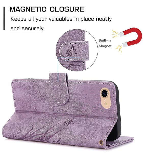 Orkide Lærveske for iPhone 7 / 8 / SE 2022 Purple