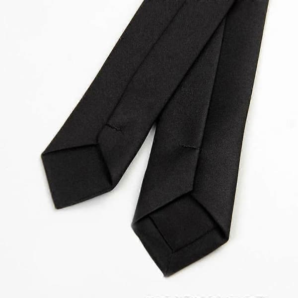 Mode Elegant Sort Halstørklæde Klassisk Smal Halstørklæde Ny Satin Super Slank Slips