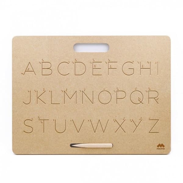 Mazafran - Tablet Writing Board Uppercase Montessori kastanj